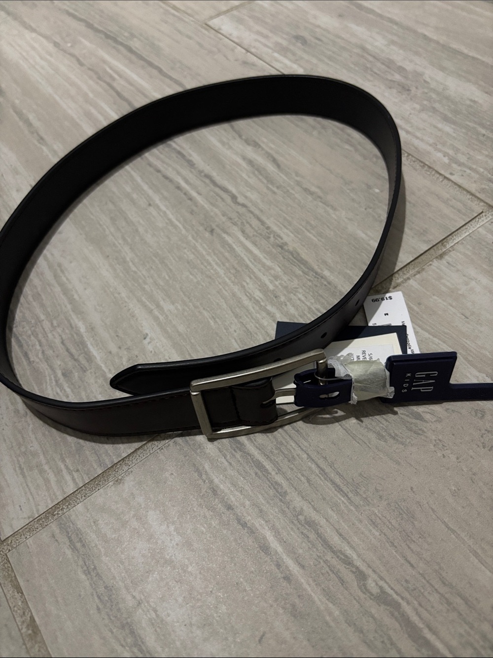 GAP Black Brown Kids Reversible Belt with Silver Buckle